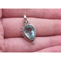 Echt Zilveren ketting hanger Topaas druppel